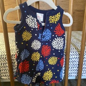 Hanna Andersson Navy Romper with Firework Design